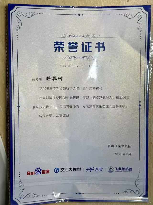2025 年度飞桨领航团金牌团长 · 社区荣誉